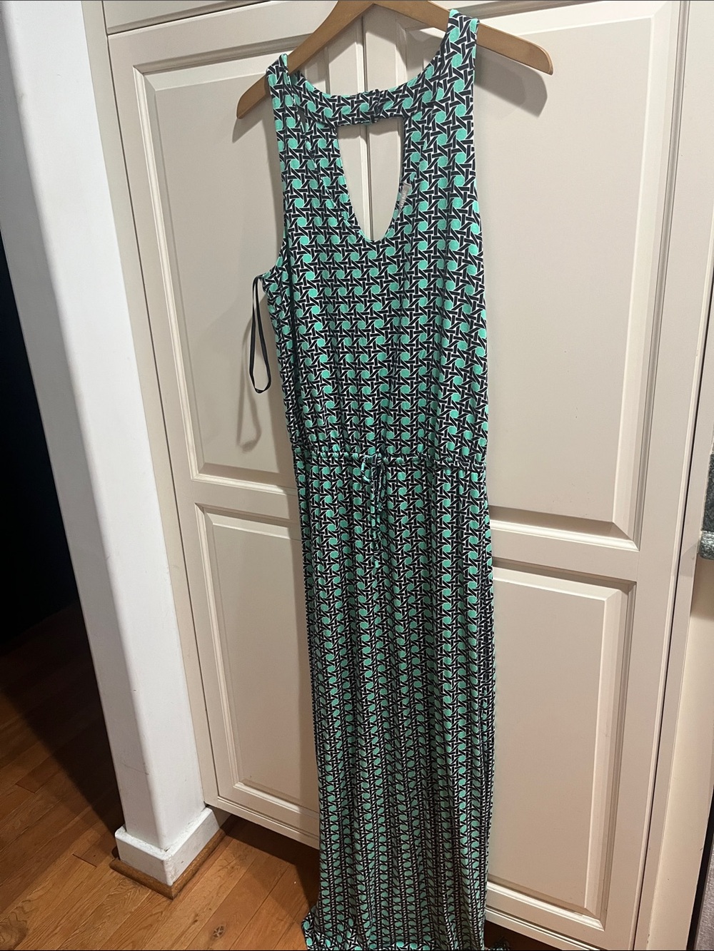 Banana Republic Mint and Black Geometric Sleeveless Maxi Tunic